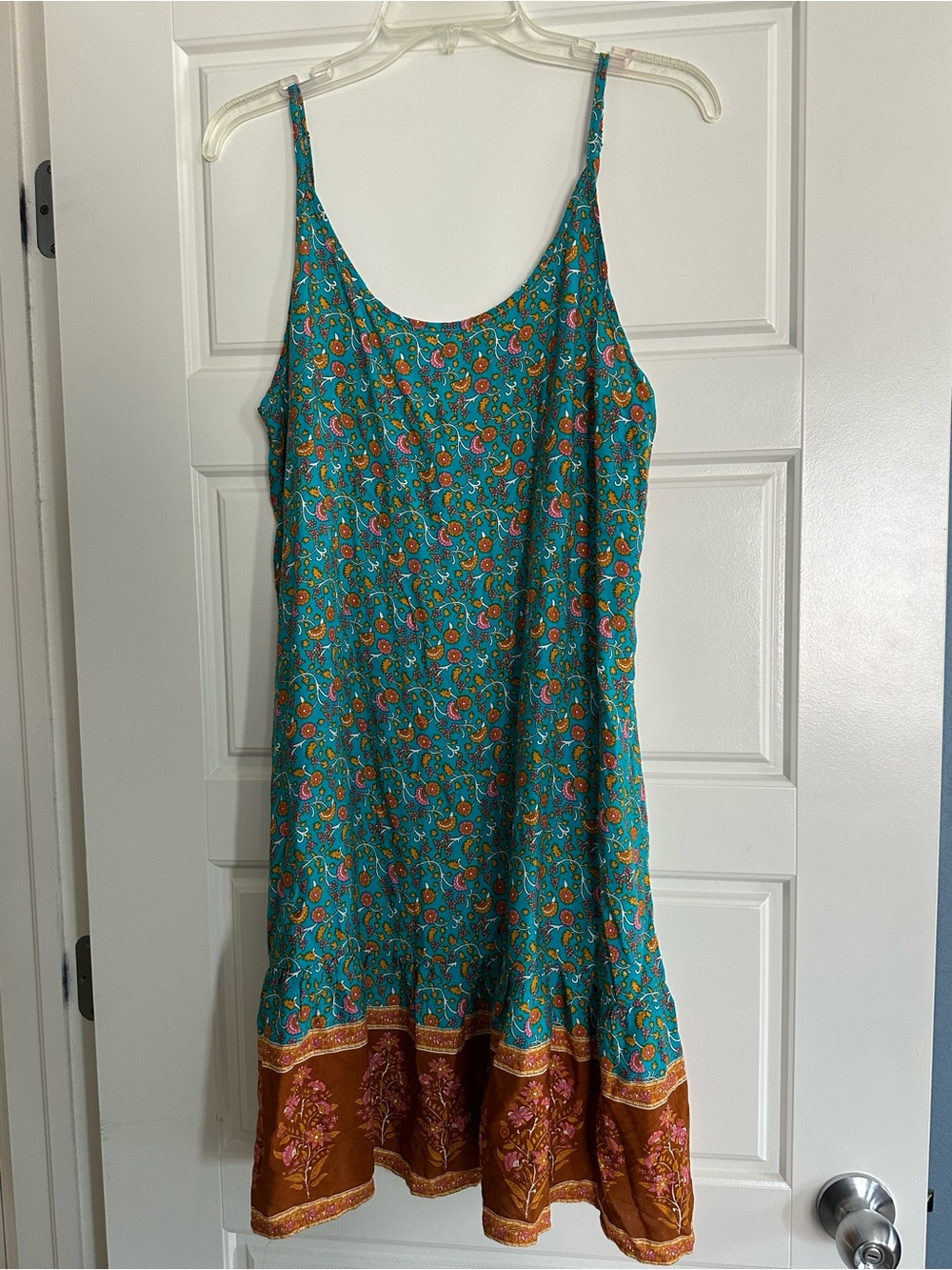 Teal Floral Slip Dress with Sienna Border